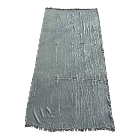 Lancioni Rectange Scarf Fringe Trim Metallic Knit Casual Gray Womens One Size - Picture 4 of 9